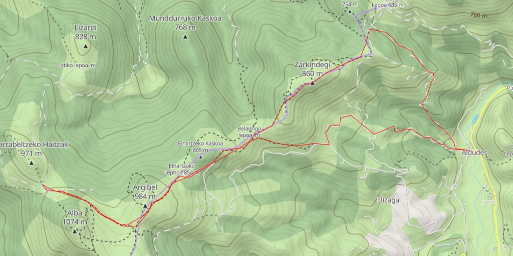 Carte de l'itinéraire :  Bagoetako bidea - Baztan