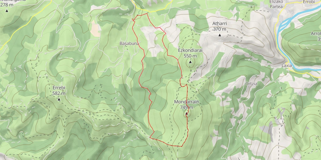 Map of the trail for Urrezti