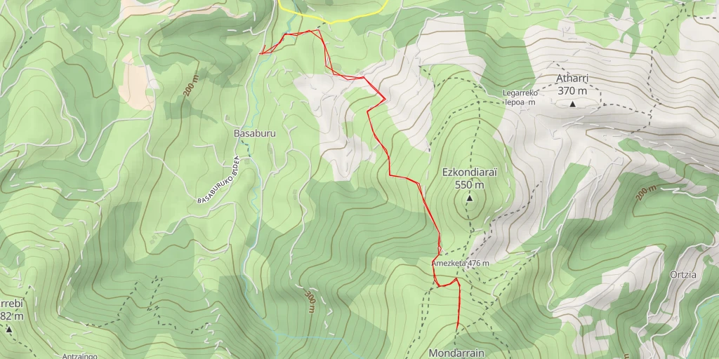 Carte de l'itinéraire :  Mondarrain - Gerastoko bidea