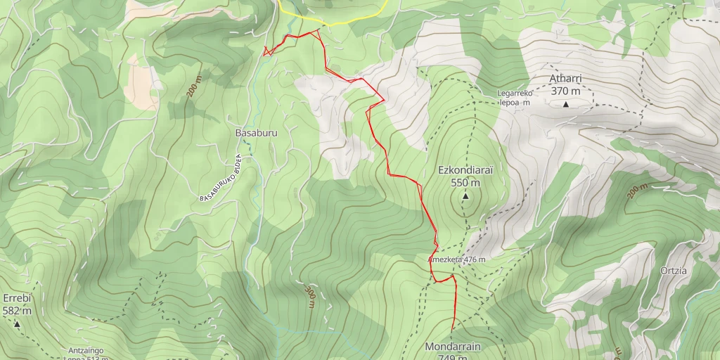 Map of the trail for Mondarrain - Gerastoko bidea