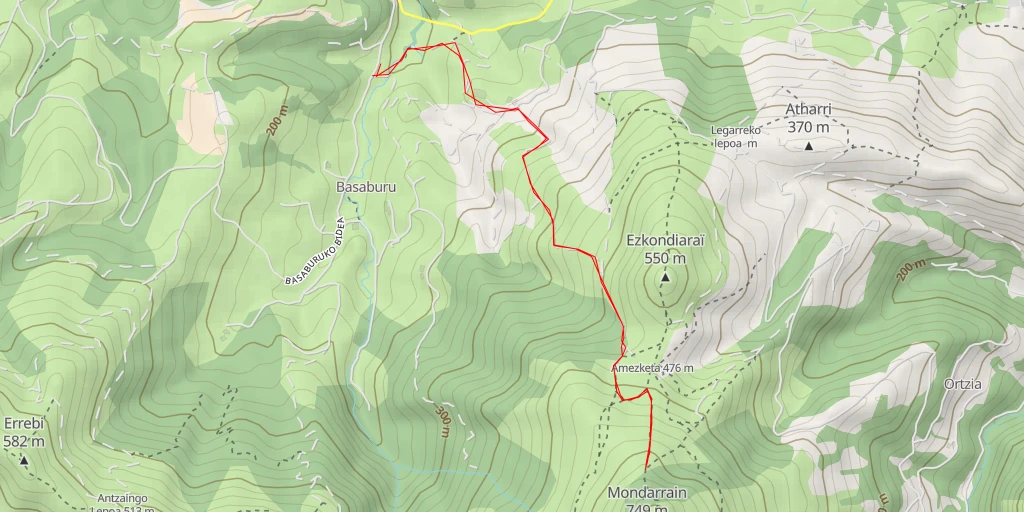 Map of the trail for Mondarrain - Gerastoko bidea