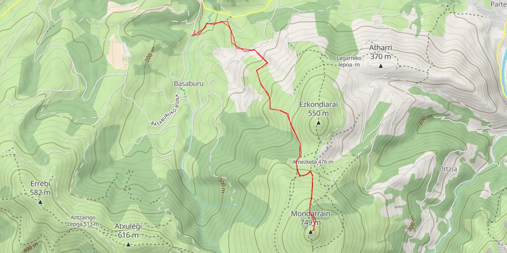 Map of the trail for Mondarrain