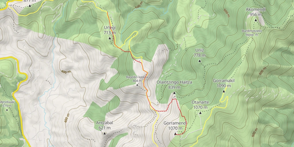 Carte de l'itinéraire :  Gorramendi