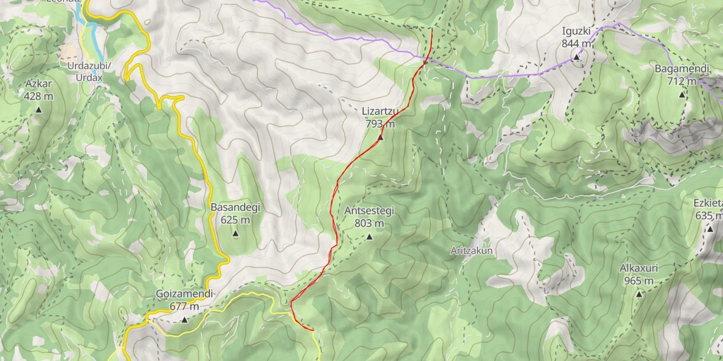 Map of the trail for Gorospil