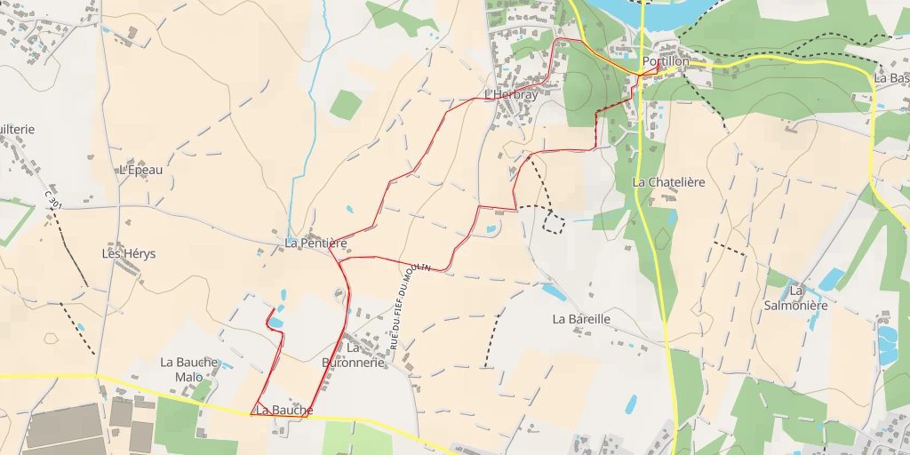 Map of the trail for Rue de la Pentière