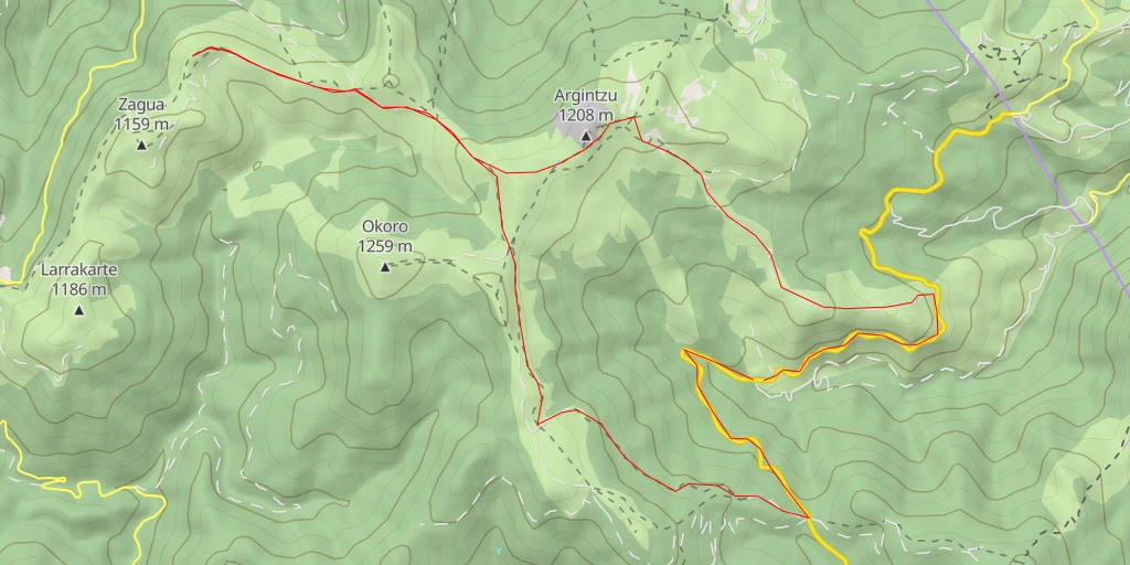 Map of the trail for Araongo Harria