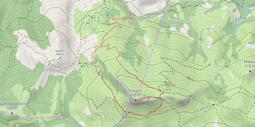 Carte de l'itinéraire :  Arxuria