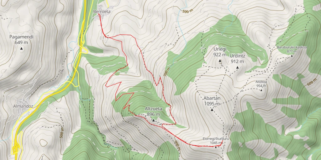 Map of the trail for Aitzkoako bidea - Baztan