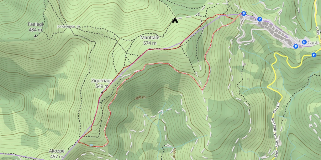 Carte de l'itinéraire :  Zigorriagako bidea - Zigorriagako bidea