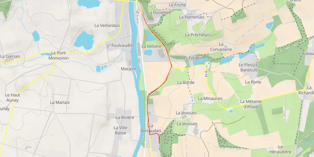 Map of the trail for AI - La Berraudais - Pléchâtel