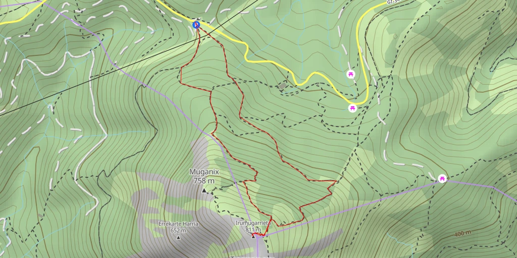 Map of the trail for Irumugarrieta