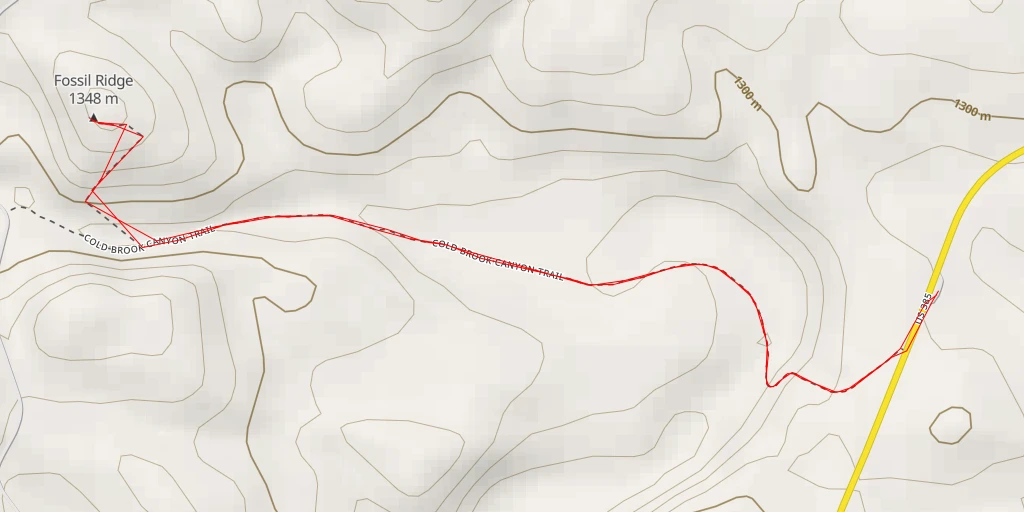 Map of the trail for Fossil Ridge