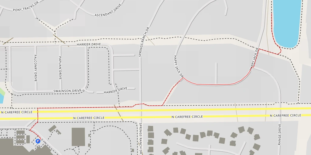 Map of the trail for Happy Jack Drive - Colorado Springs