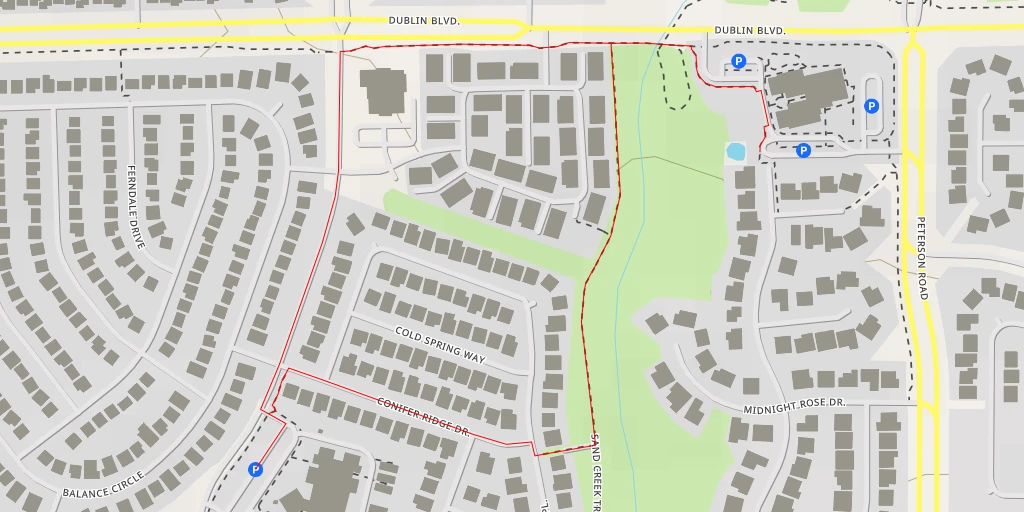 Map of the trail for Imagine Classical Academy at Indigo Ranch - Peterson Road - Colorado Springs