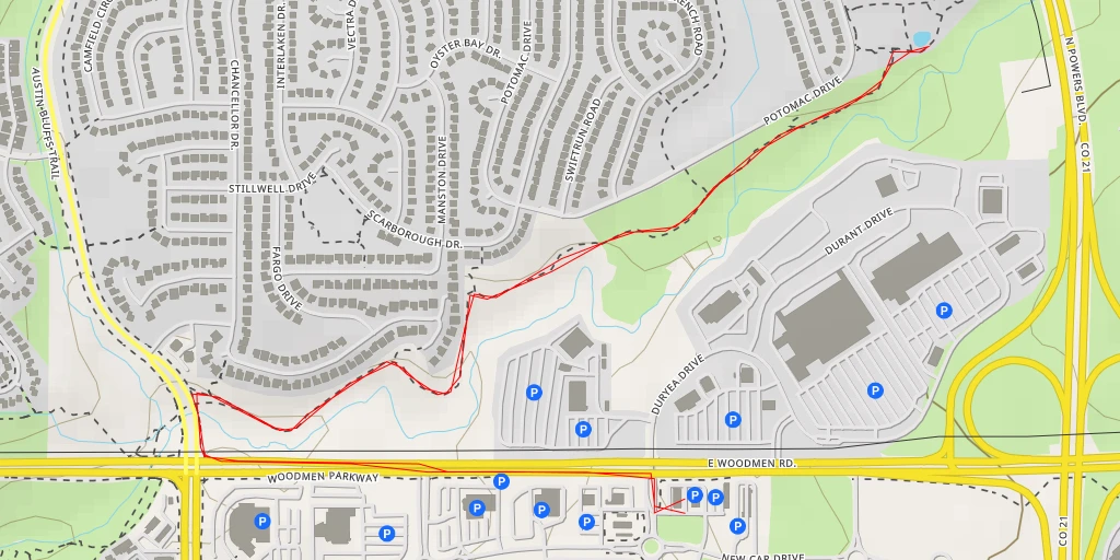 Carte de l'itinéraire :  Cottonwood Creek Trail - Cottonwood Creek Trail - Colorado Springs