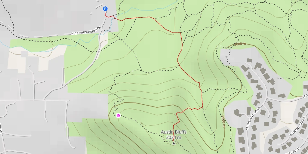 Map of the trail for Austin Bluffs