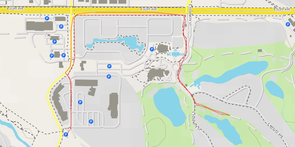 Map of the trail for East Harvard Avenue - Centennial