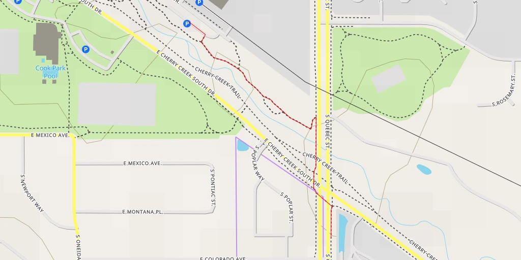 Map of the trail for South Quebec Street - South Quebec Street - Denver