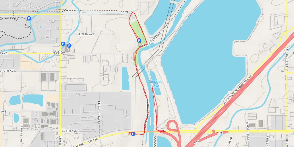 Map of the trail for Siegrist Lake