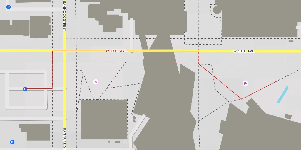 Carte de l'itinéraire :  Cultural Complex Parking & Museum Residences - West 12th Avenue - Denver