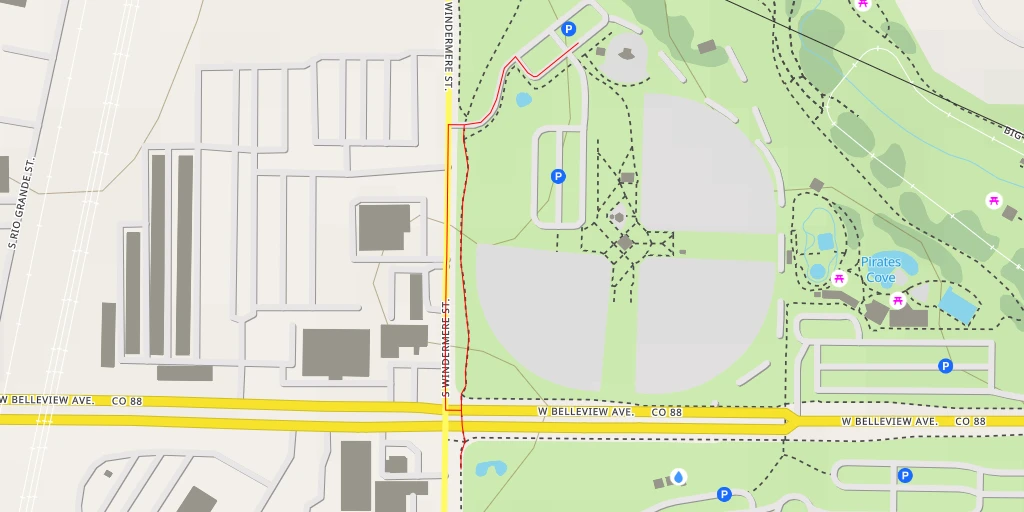 Map of the trail for Colorado Journey Mini Golf - South Windermere Street