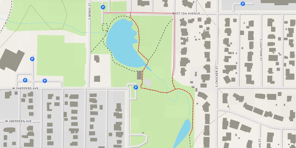 Map of the trail for South Crocker Street