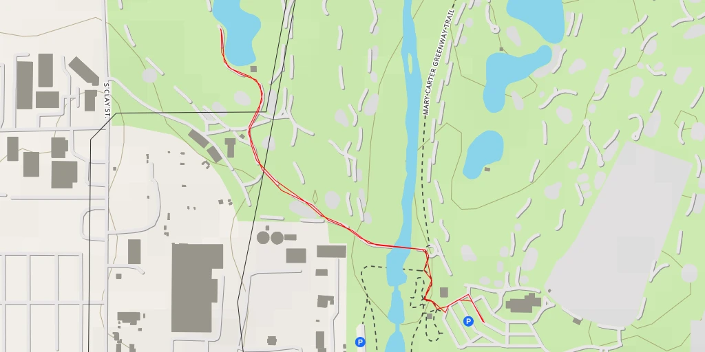 Map of the trail for Broken Tee Golf Course - West Oxford Avenue