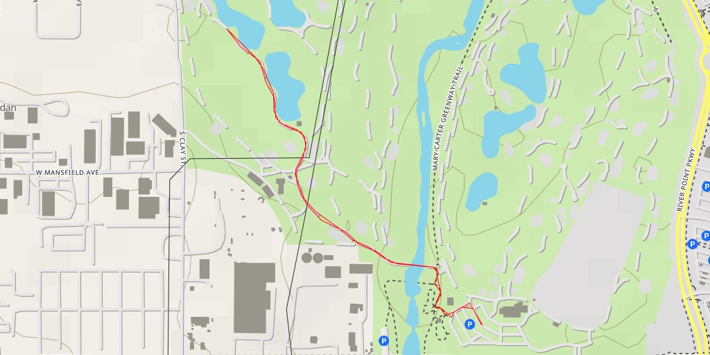 Map of the trail for Broken Tee Golf Course - West Oxford Avenue