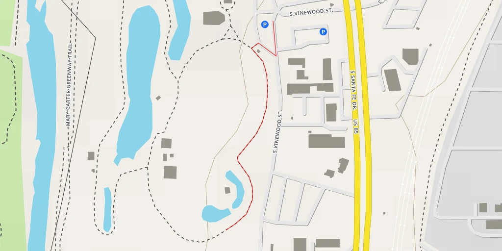 Map of the trail for The Hudson Gardens & Events Center - South Santa Fe Drive