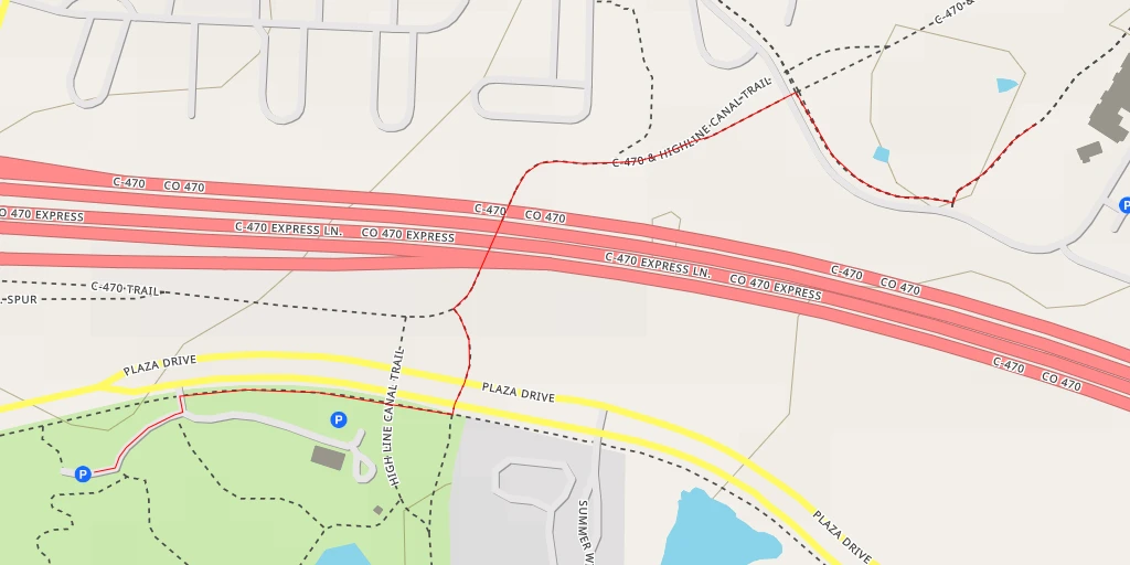 Map of the trail for C-470 & Highline Canal Trail - C-470 & Highline Canal Trail