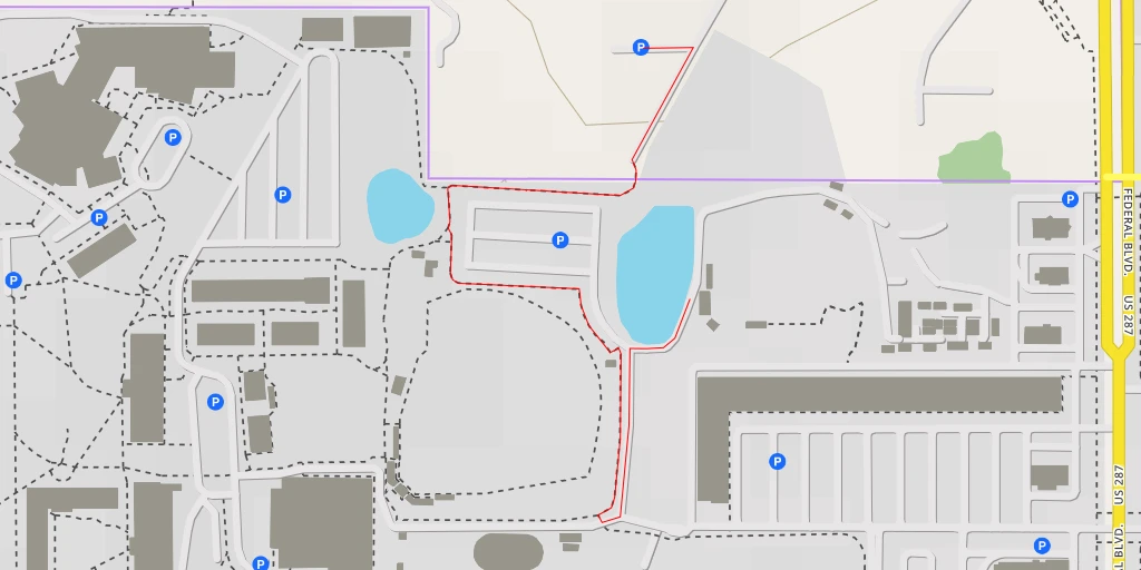 Map of the trail for Regis University - Regis Boulevard - Denver