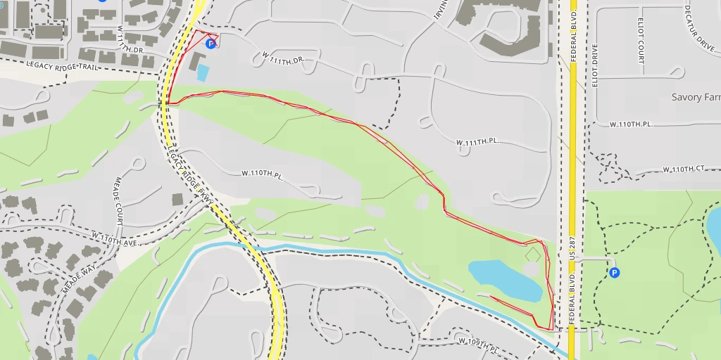 Map of the trail for Legacy Ridge - Legacy Ridge Parkway - Westminster