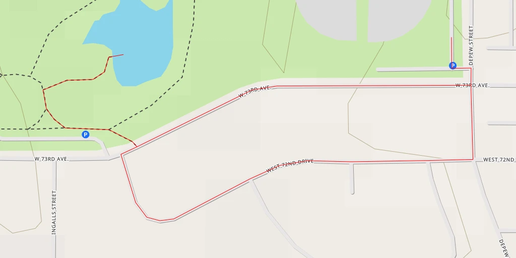 Map of the trail for West 73rd Avenue - Westminster