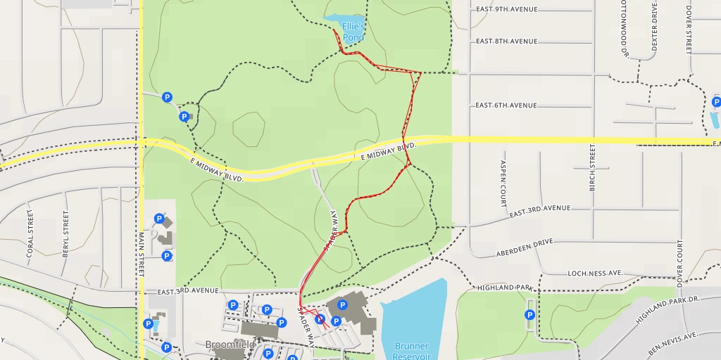 Map of the trail for Ellie's Pond