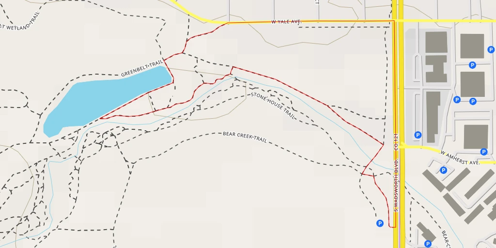 Carte de l'itinéraire :  Greenbelt Trail - Greenbelt Trail - Lakewood