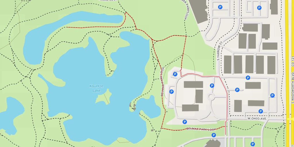 Map of the trail for Belmar Park Loop - Belmar Park Loop - Lakewood