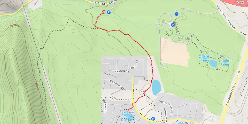 Map of the trail for Fairview Reservoir Number 2