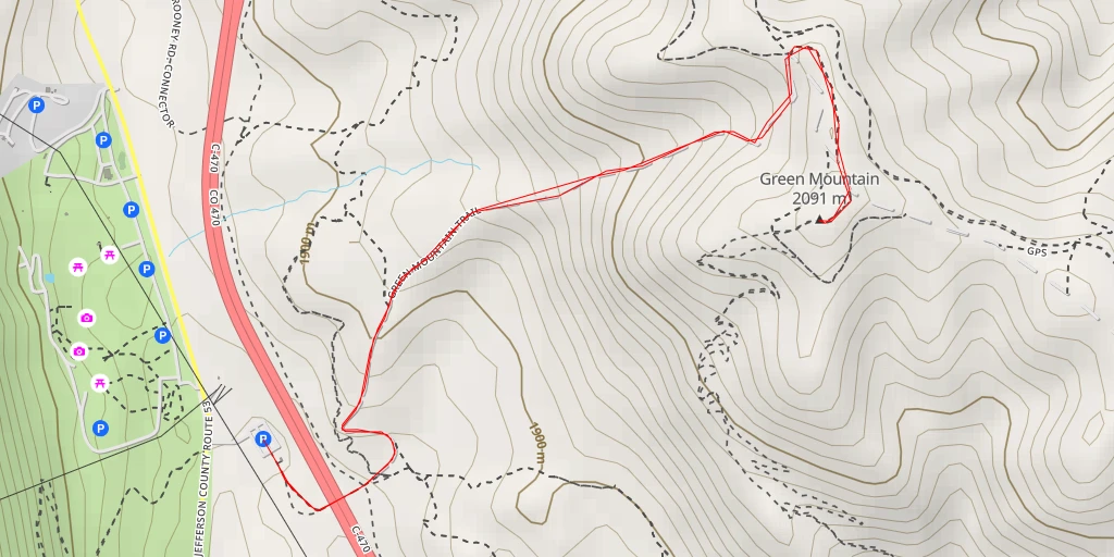 Map of the trail for Green Mountain