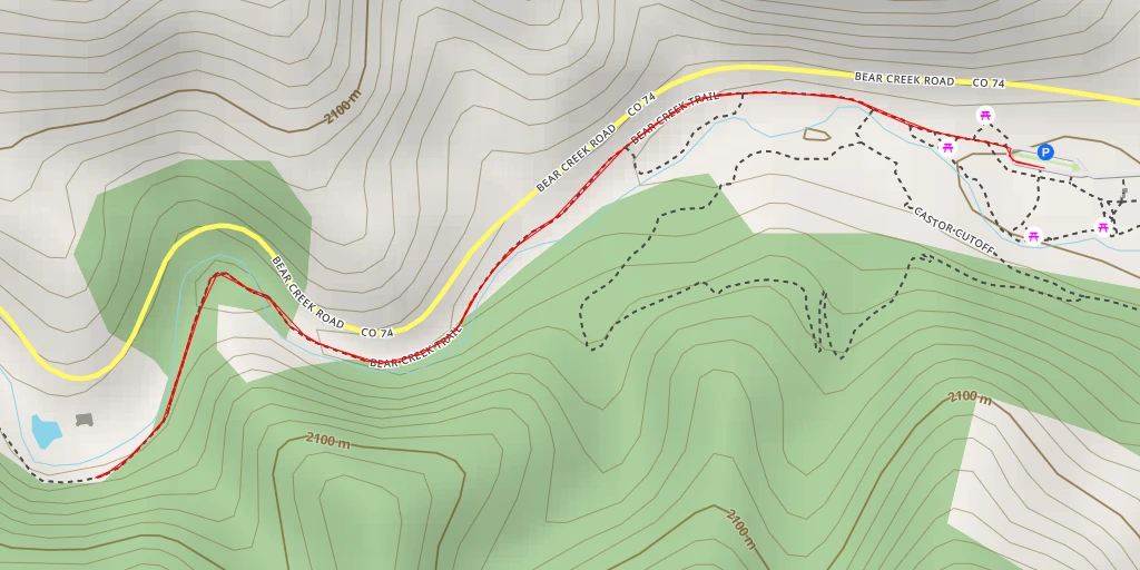 Map of the trail for Dunafon Castle - Bear Creek Road - Golden