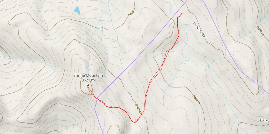 Map of the trail for Shrine Mountain