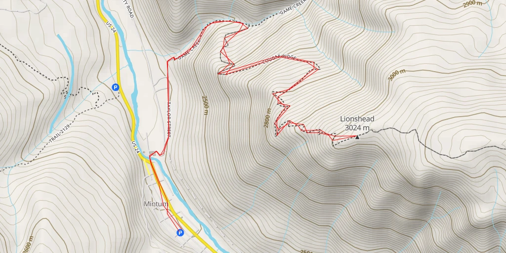 Map of the trail for Lionshead