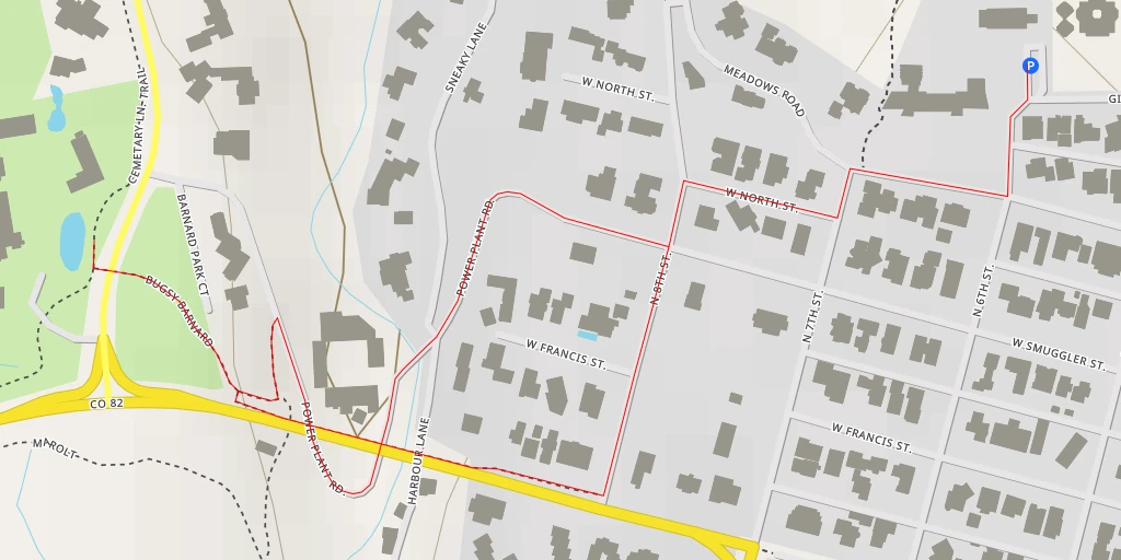 Carte de l'itinéraire :  Cemetary Lane Trail - Cemetary Lane Trail - Aspen