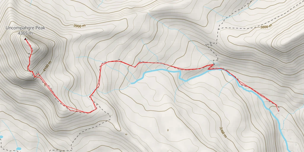 Map of the trail for Uncompahgre Peak