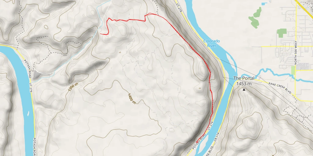 Map of the trail for AI - Corona Arch Overlook