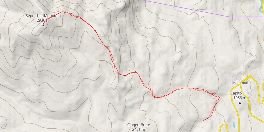 Map of the trail for Sepulcher Mountain