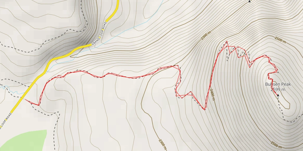 Map of the trail for Bunsen Peak