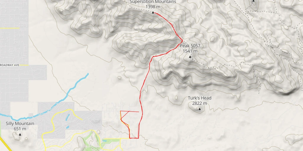 Map of the trail for Superstition Mountains