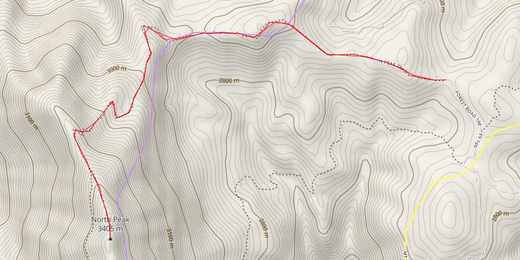 Carte de l'itinéraire :  North Peak