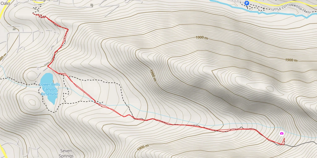 Map of the trail for AI - Bell Canyon Waterfall Trail