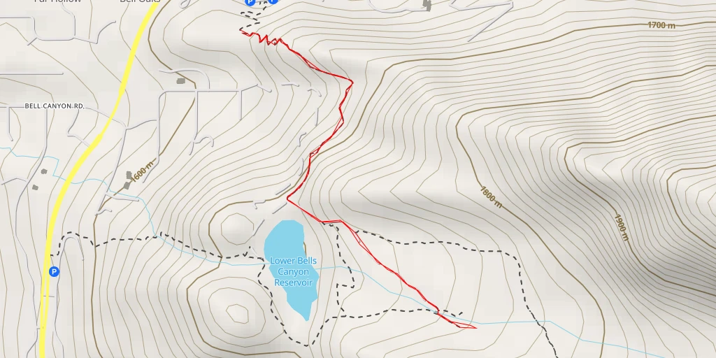 Map of the trail for Bells Canyon Reservoir Service Road - Bells Canyon Reservoir Service Road - Sandy